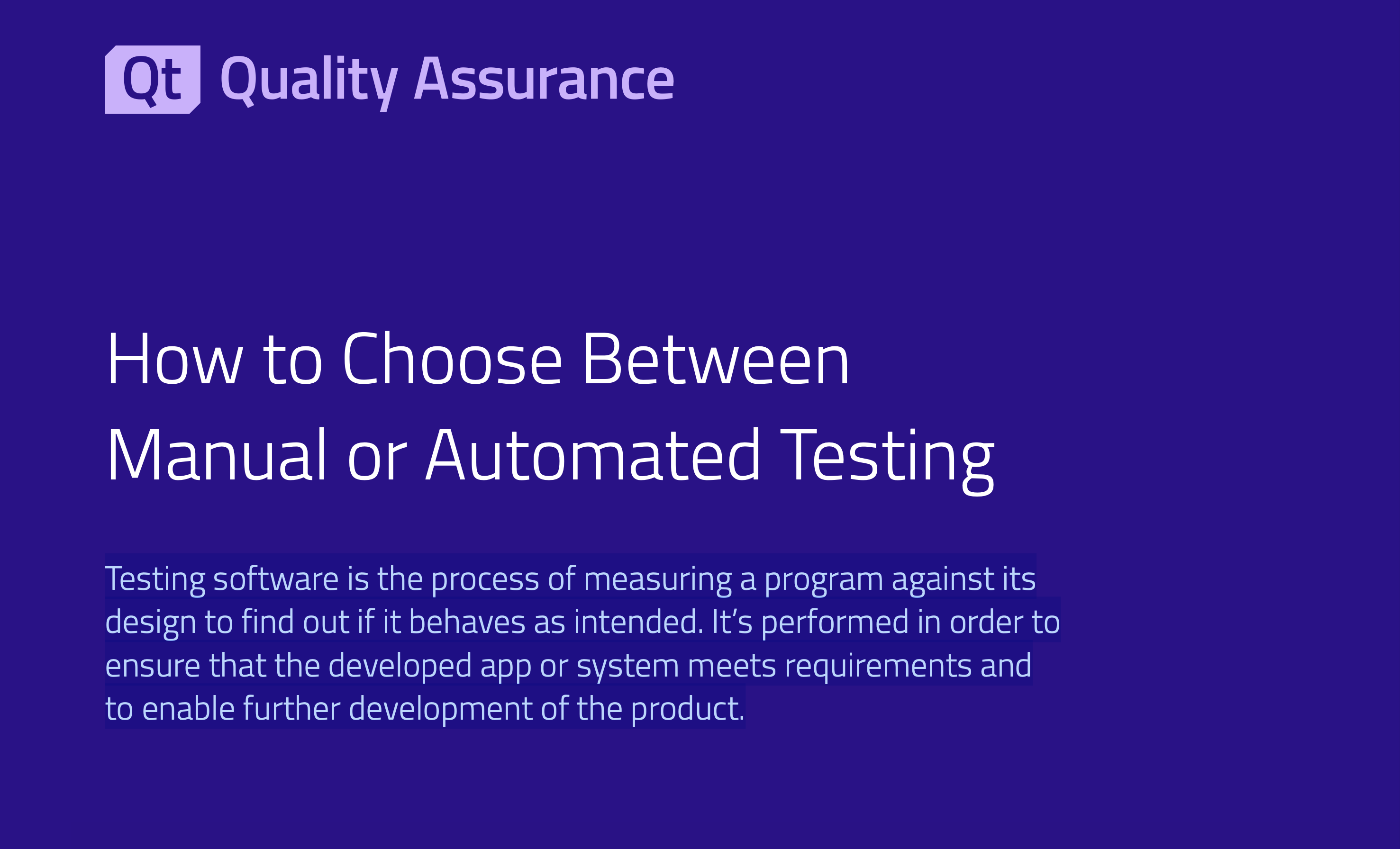 Manual vs Automated Testing
